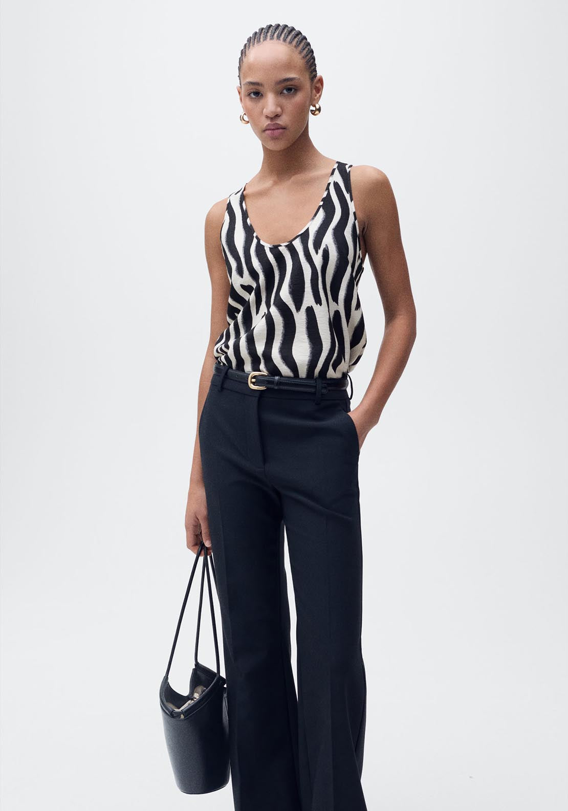 Mango Zebra-print strappy top - Light Beige 5 Shaws Department Stores