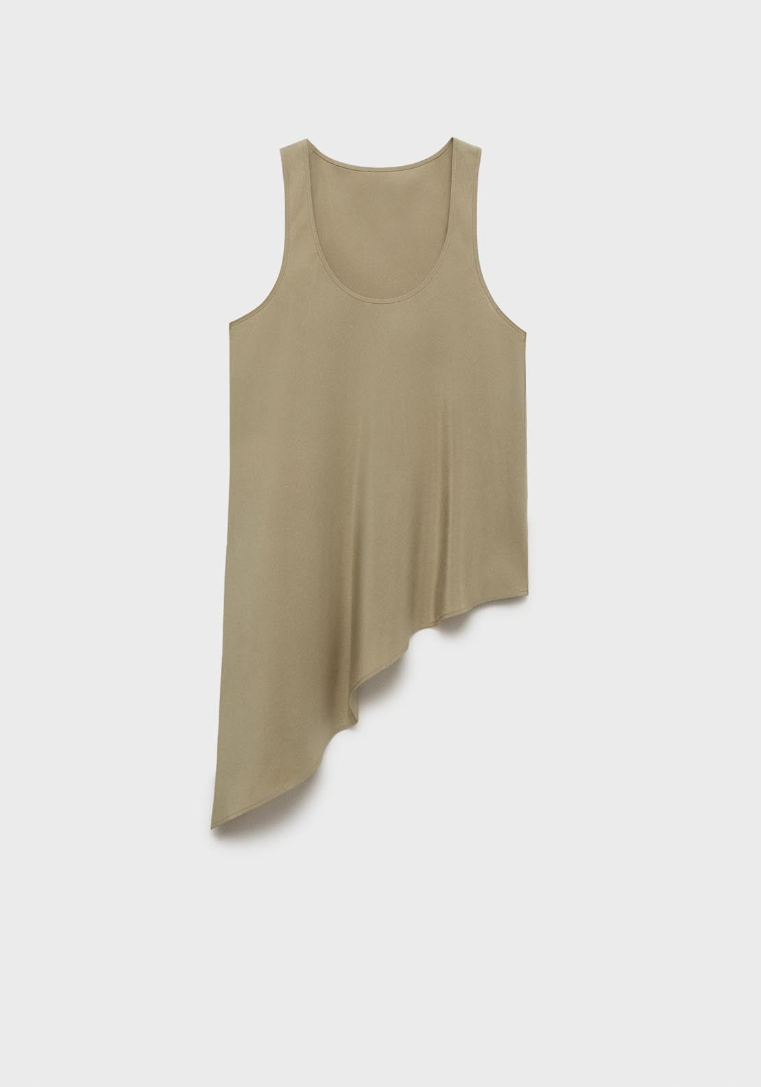 Mango Asymmetrical Lyocell Top - Beige/khaki 8 Shaws Department Stores