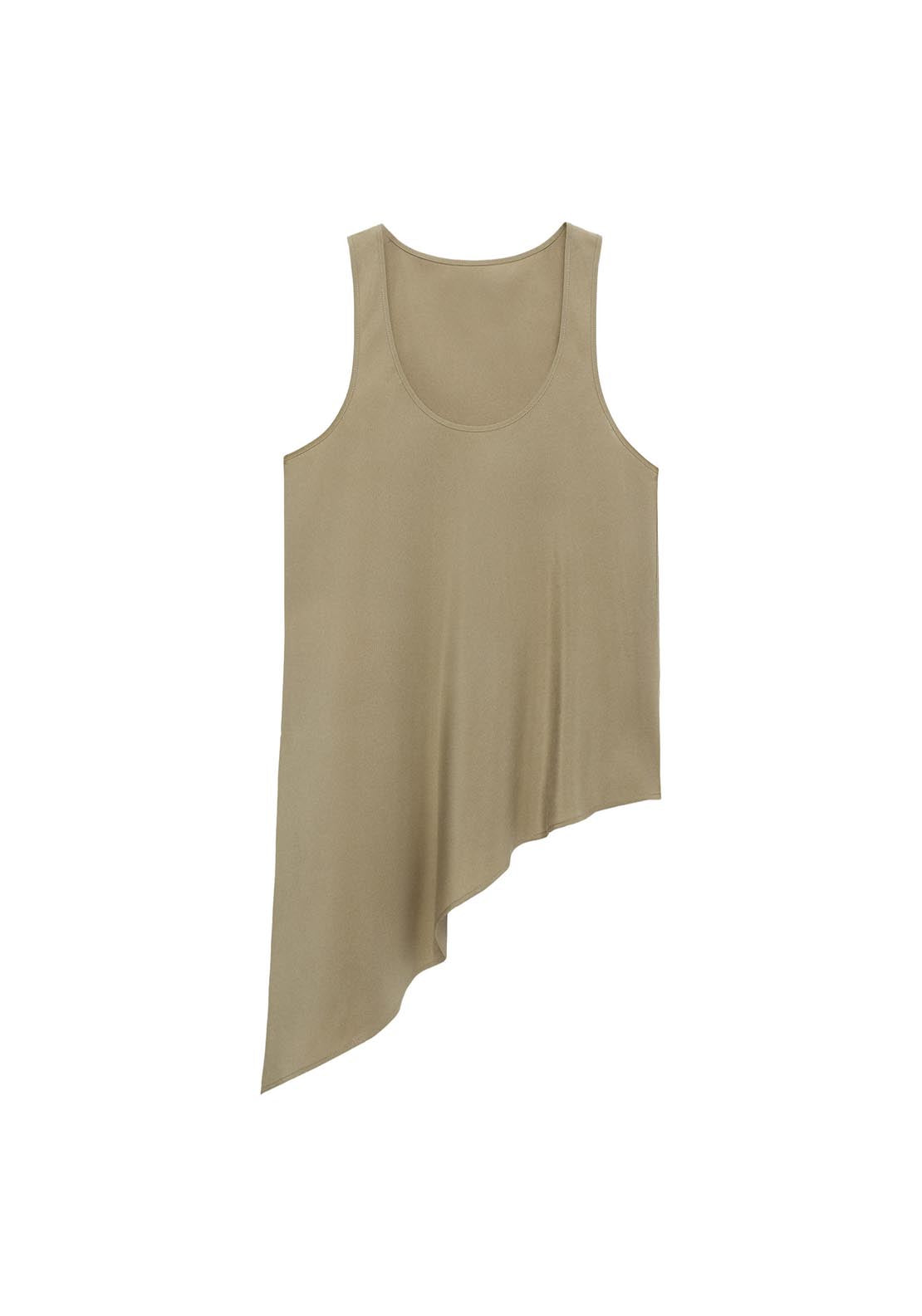 Mango Asymmetrical Lyocell Top - Beige/khaki 9 Shaws Department Stores