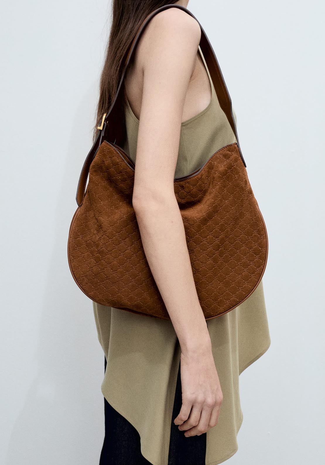 Mango Asymmetrical Lyocell Top - Beige/khaki 3 Shaws Department Stores