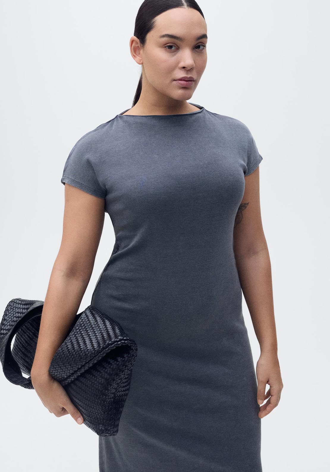 Mango Midi Dress With Draped Detail - Gray 6 Shaws Department Stores