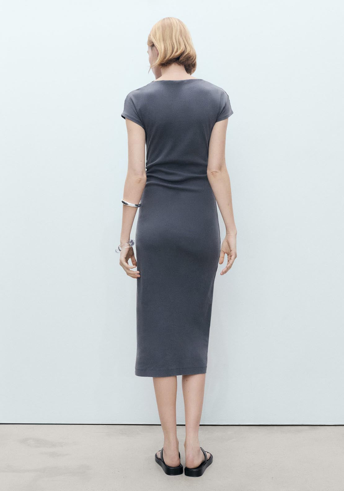Mango Midi Dress With Draped Detail - Gray 2 Shaws Department Stores