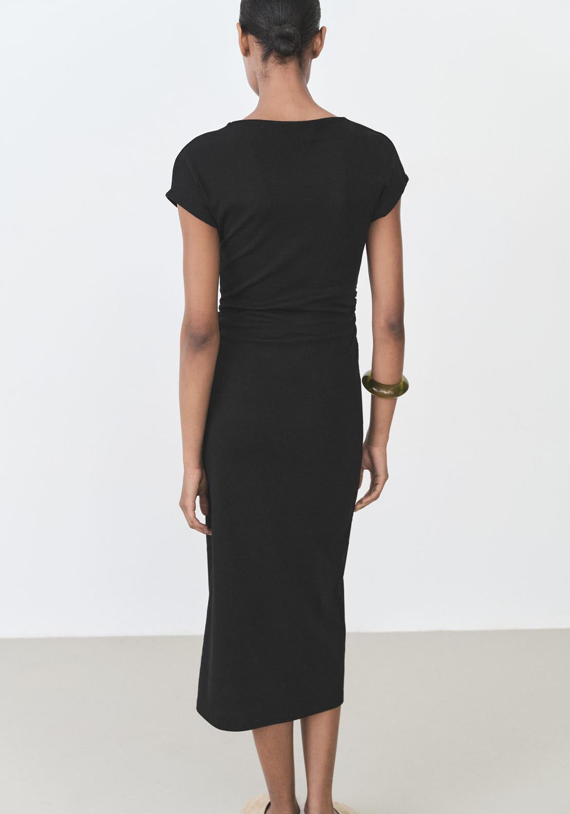 Mango Midi Dress With Draped Detail - Black 2 Shaws Department Stores