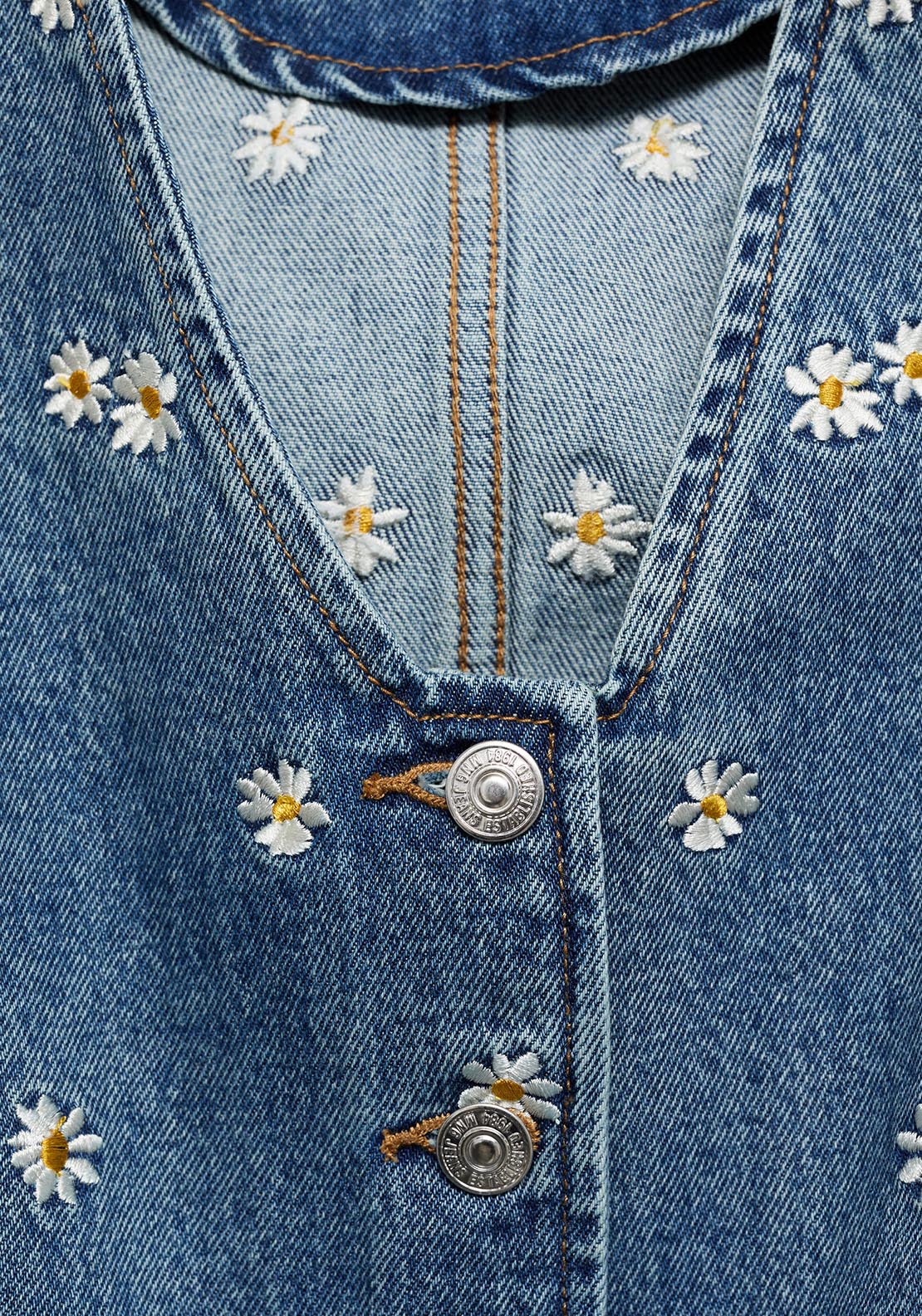 Mango Flower embroidered crop vest - Open Blue 5 Shaws Department Stores