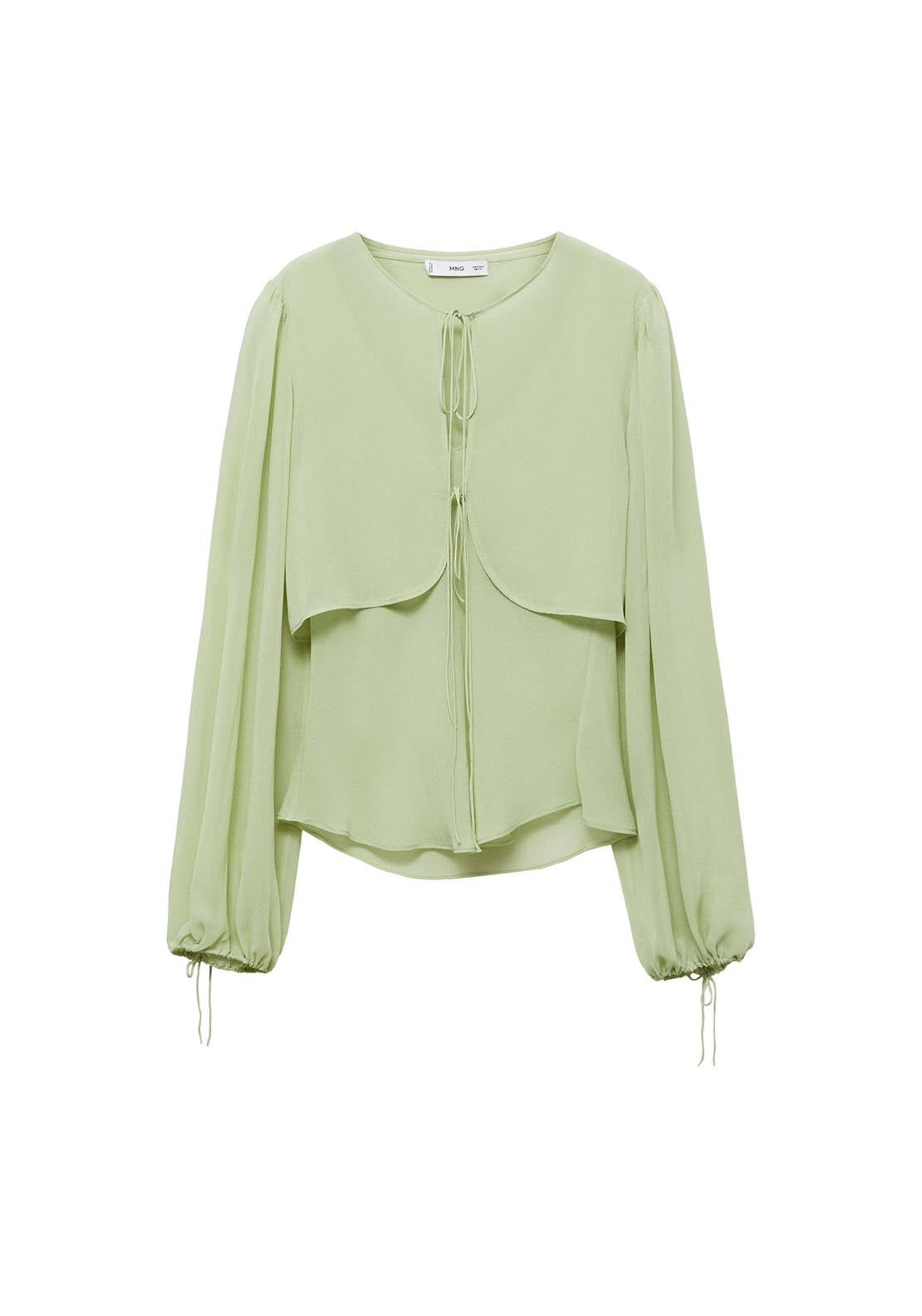 Mango Combined blouse with bow detail - Green 8 Shaws Department Stores