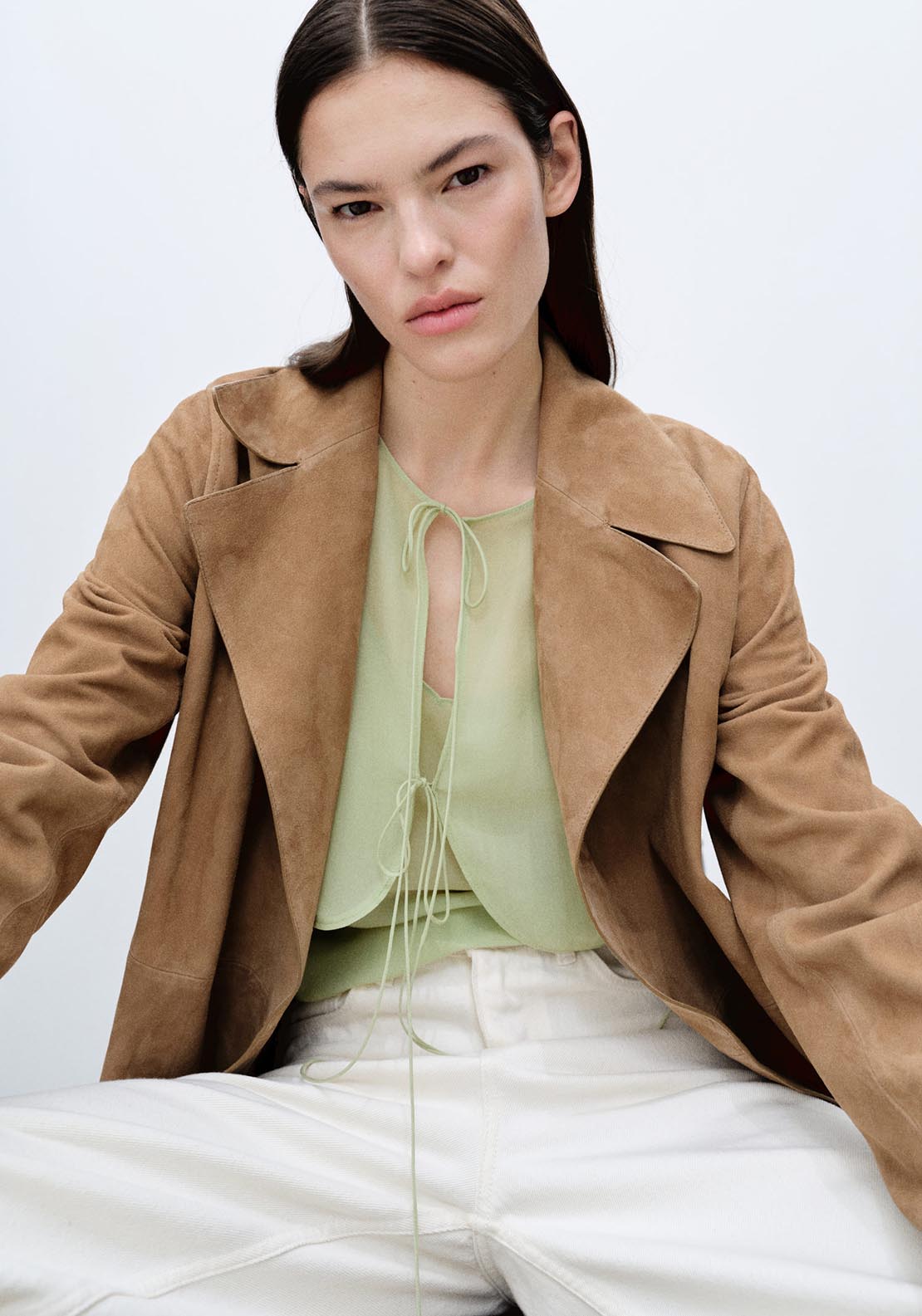 Mango Combined blouse with bow detail - Green 4 Shaws Department Stores