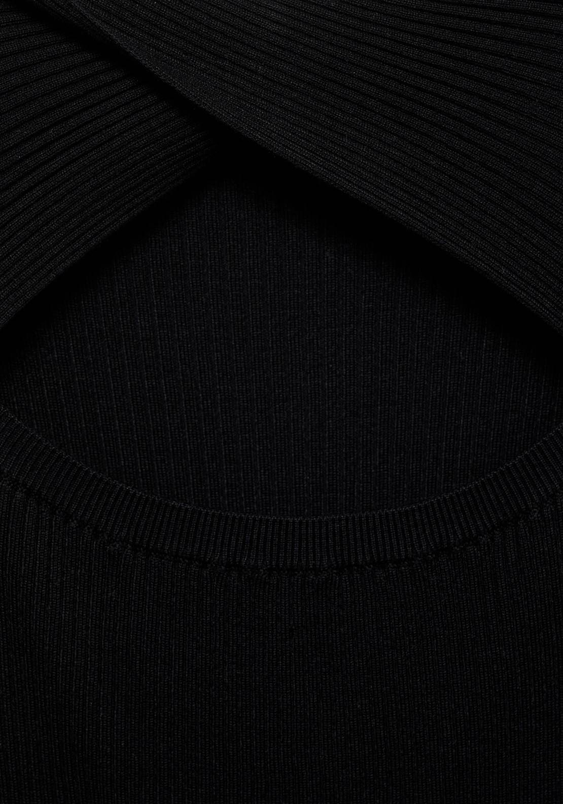 Mango Ribbed Midi Dress With Slit Neckline - Black 8 Shaws Department Stores