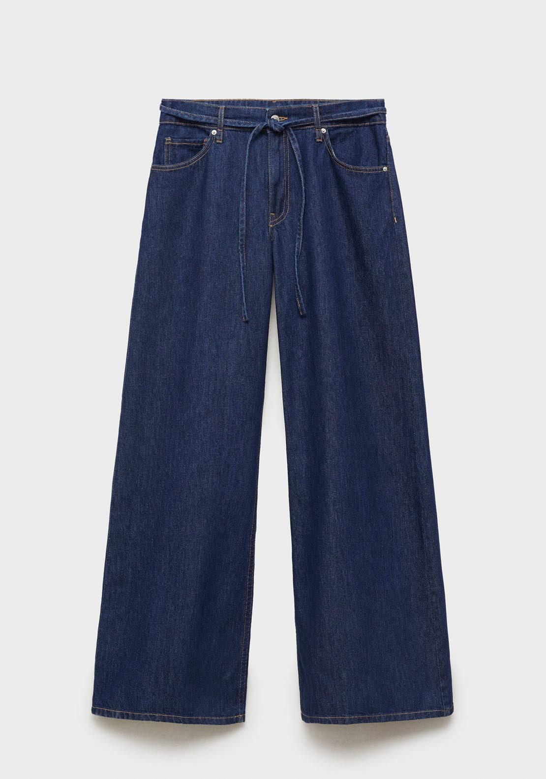 Mango Low rise wideleg jeans with belt - Open Blue 6 Shaws Department Stores