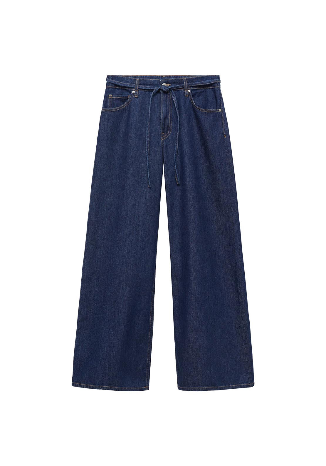 Mango Low rise wideleg jeans with belt - Open Blue 7 Shaws Department Stores