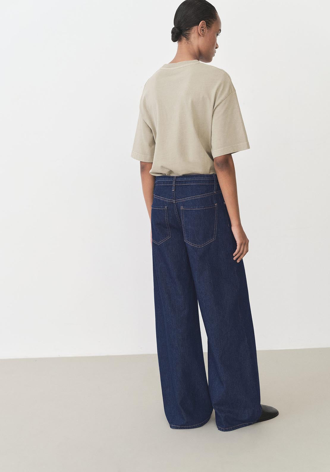 Mango Low rise wideleg jeans with belt - Open Blue 3 Shaws Department Stores