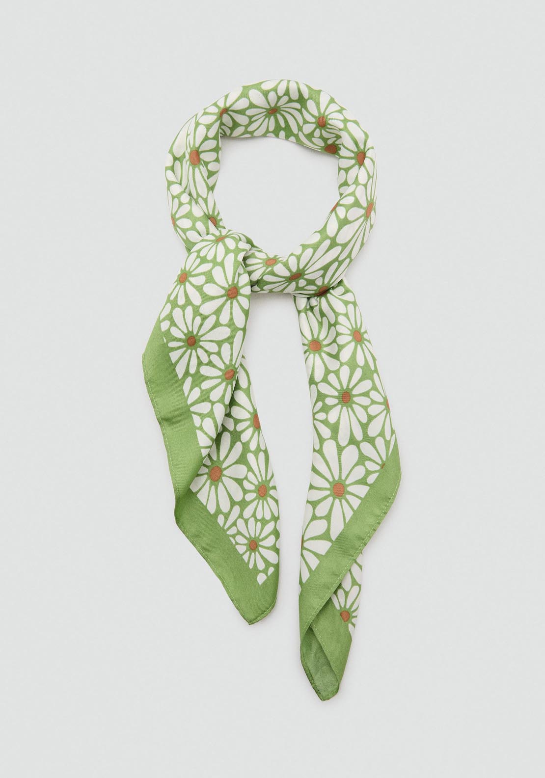 Mango Mini-Flower Satin Scarf - Green 1 Shaws Department Stores