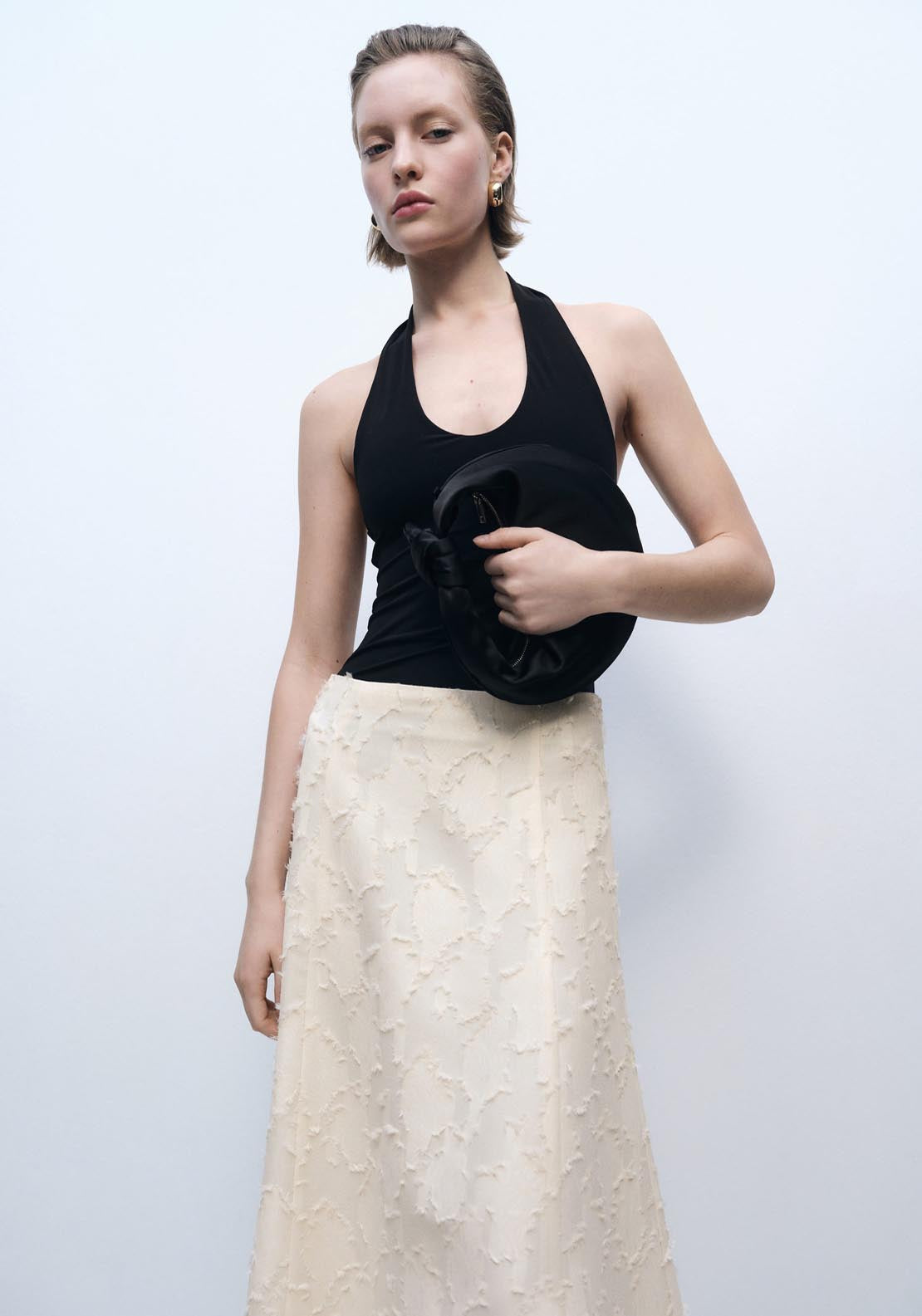 Mango Textured Flared Skirt - Beige 5 Shaws Department Stores