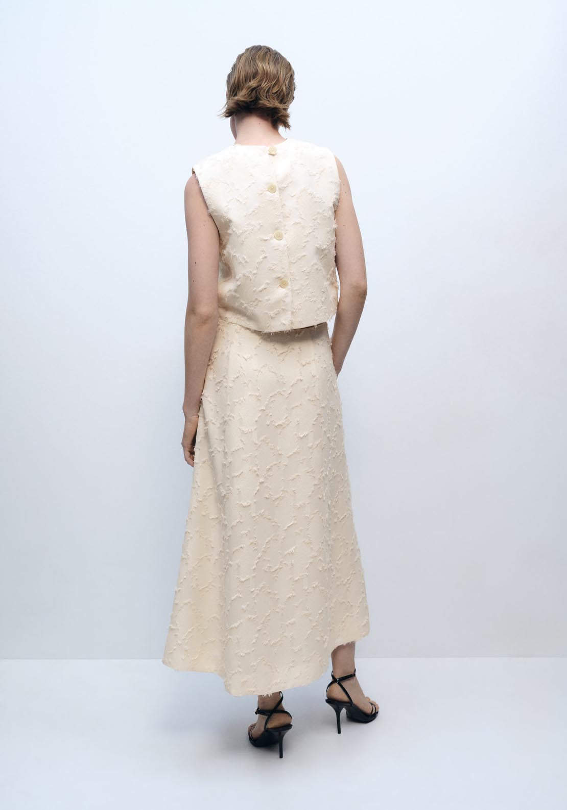 Mango Textured Flared Skirt - Beige 2 Shaws Department Stores