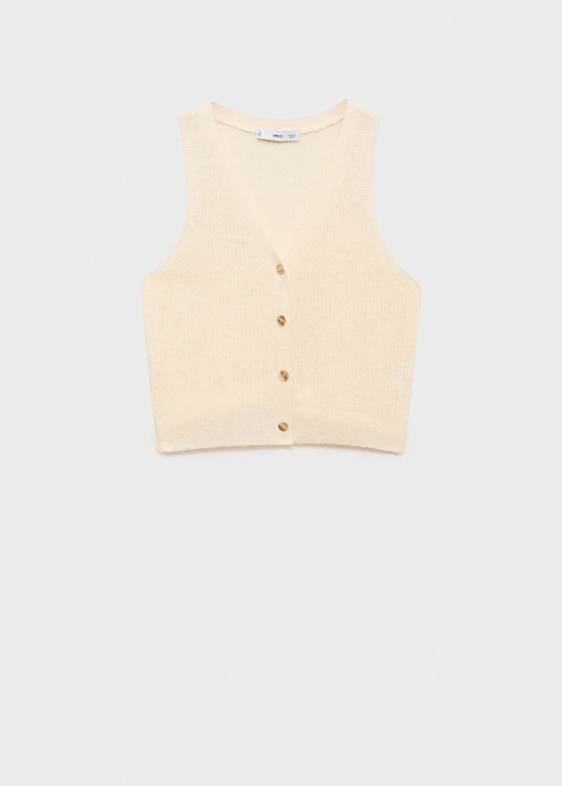Mango Chunky knit vest with buttons - Light Beige 6 Shaws Department Stores