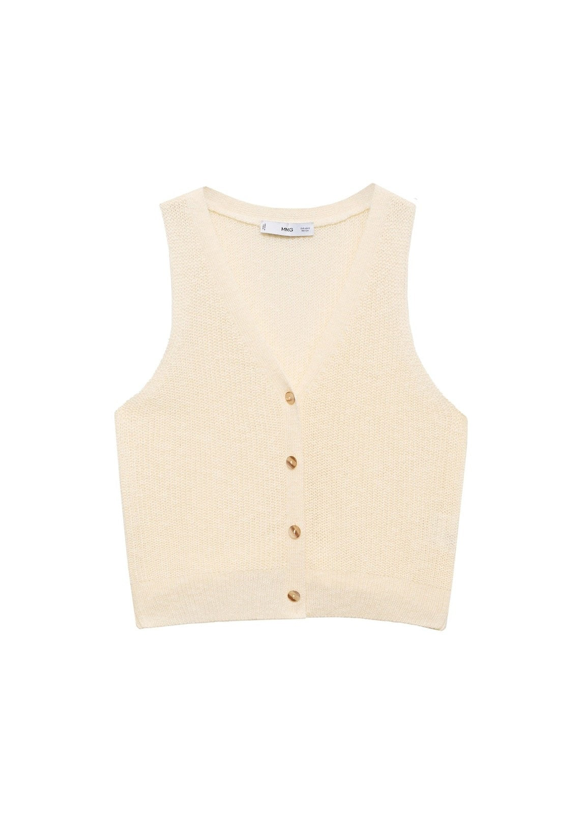 Mango Chunky knit vest with buttons - Light Beige 7 Shaws Department Stores