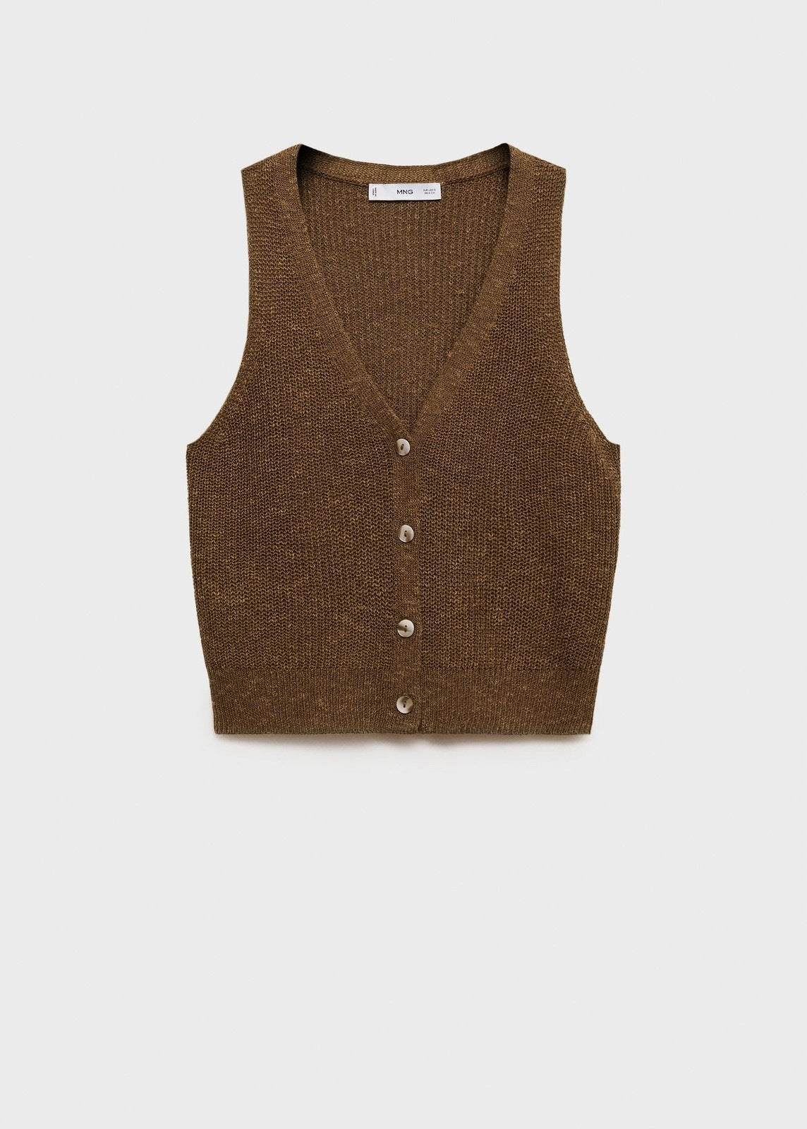 Mango Chunky knit vest with buttons - Medium Brown 9 Shaws Department Stores