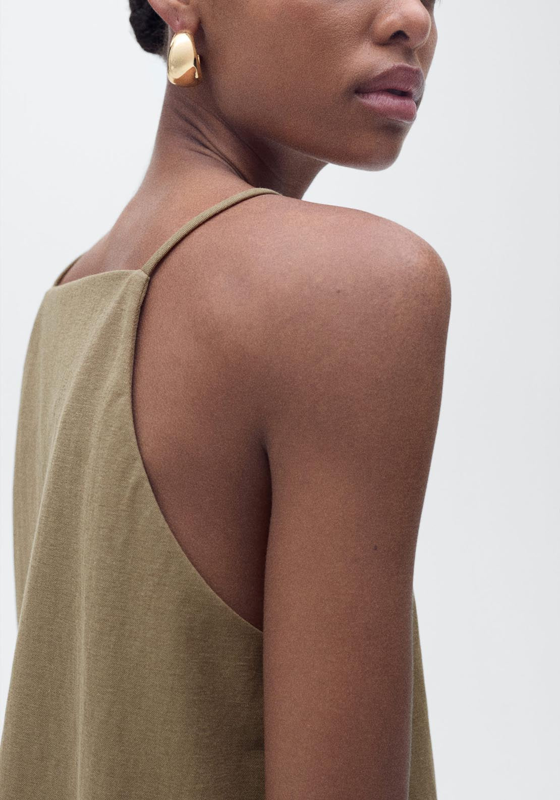 Mango Halter Neck Cotton Top - Beige/khaki 3 Shaws Department Stores