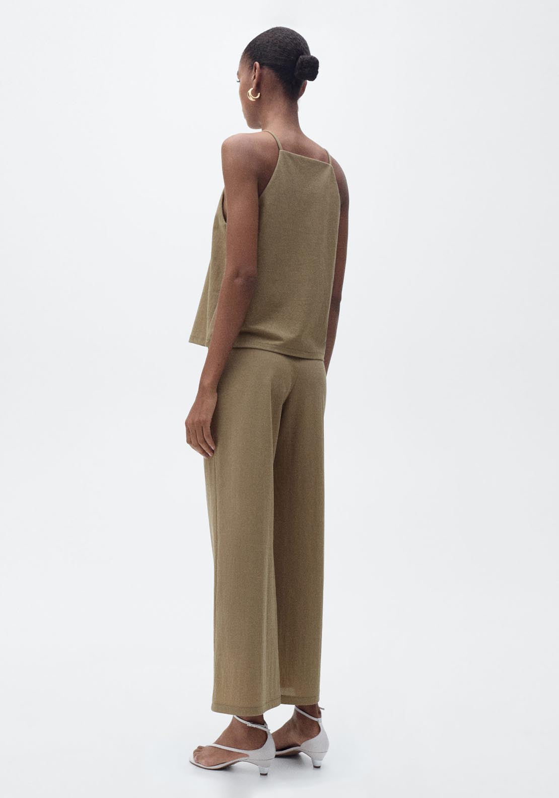 Mango Halter Neck Cotton Top - Beige/khaki 2 Shaws Department Stores