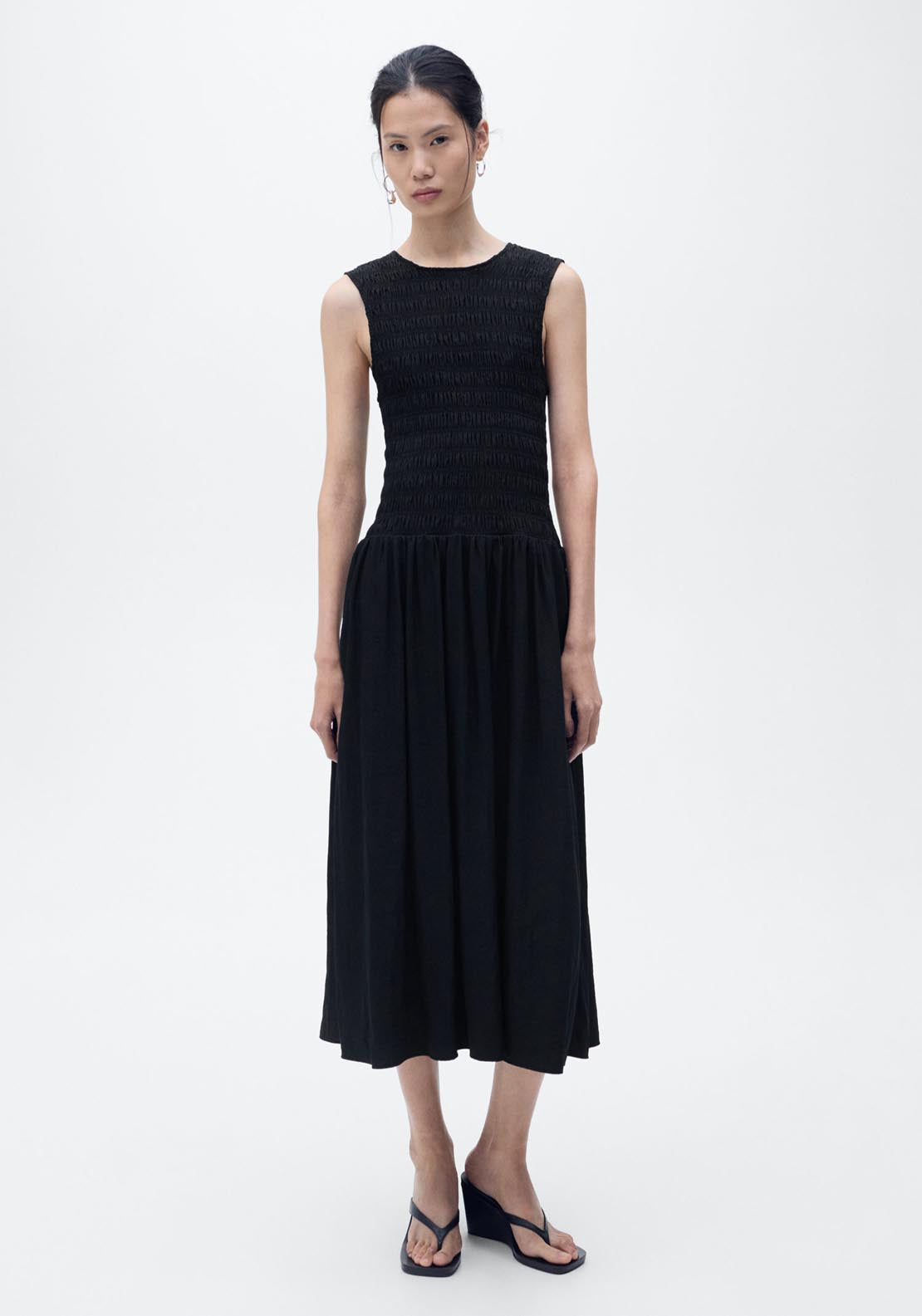 Mango Flared dress with gathered body - Red 9 Shaws Department Stores