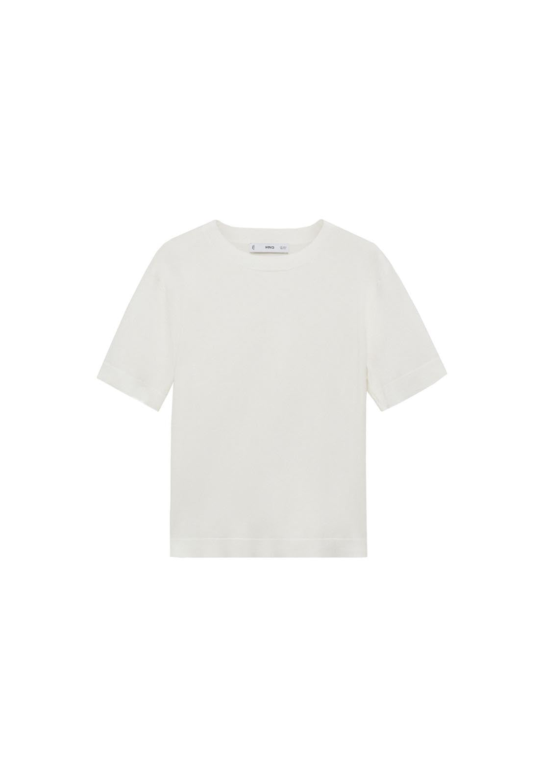 Mango Short Sleeve Fine Knitted Sweater - White 6 Shaws Department Stores
