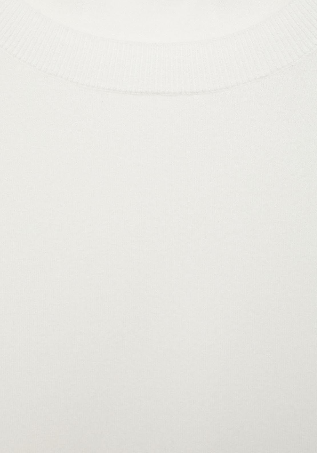 Mango Short Sleeve Fine Knitted Sweater - White 4 Shaws Department Stores