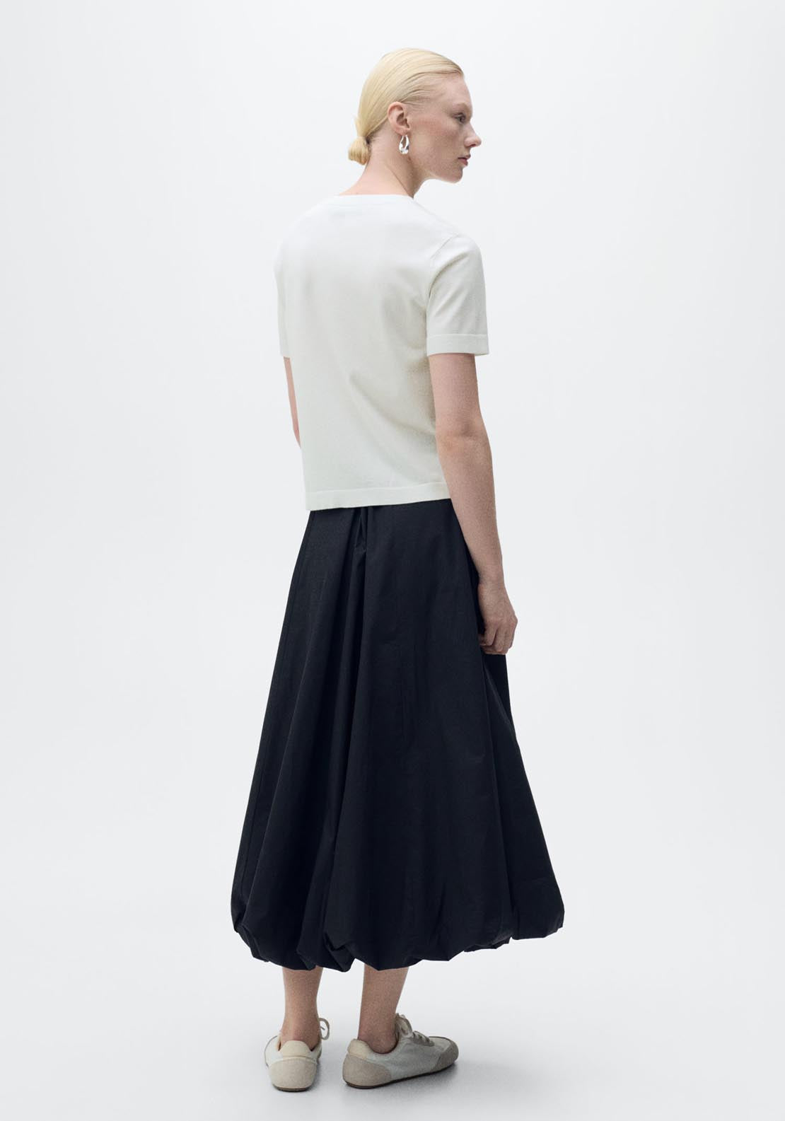 Mango Short Sleeve Fine Knitted Sweater - White 2 Shaws Department Stores