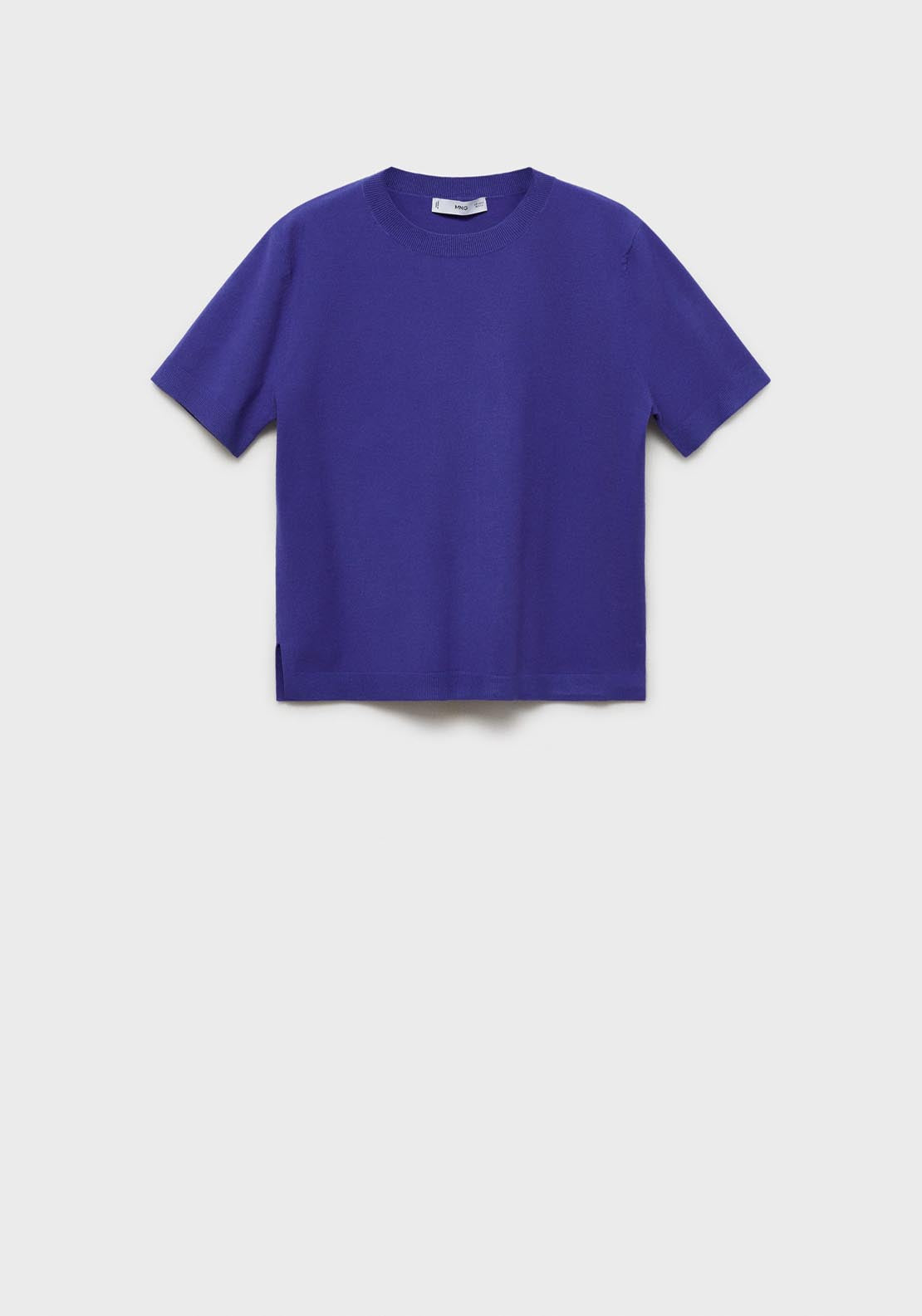 Mango Short Sleeve Fine Knitted Sweater - Medium Blue 5 Shaws Department Stores