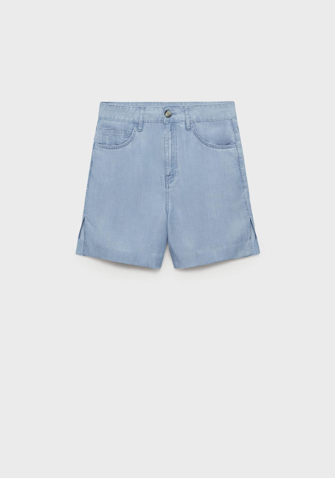 Mango Straight Lyocell Bermuda Shorts - Open Blue 6 Shaws Department Stores
