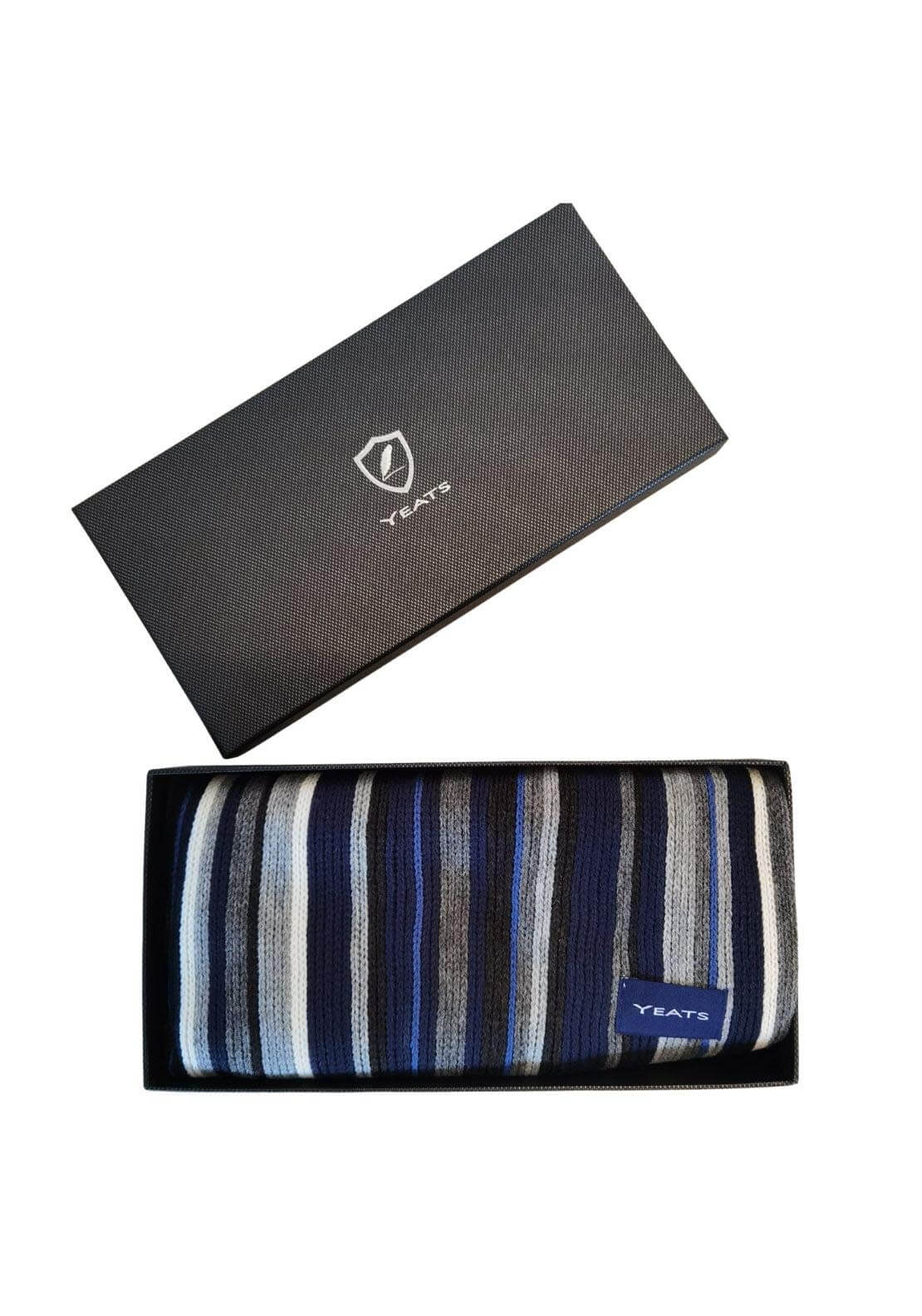 Yeats Boxed Raschel Scarf - Grey / Blue 1 Shaws Department Stores