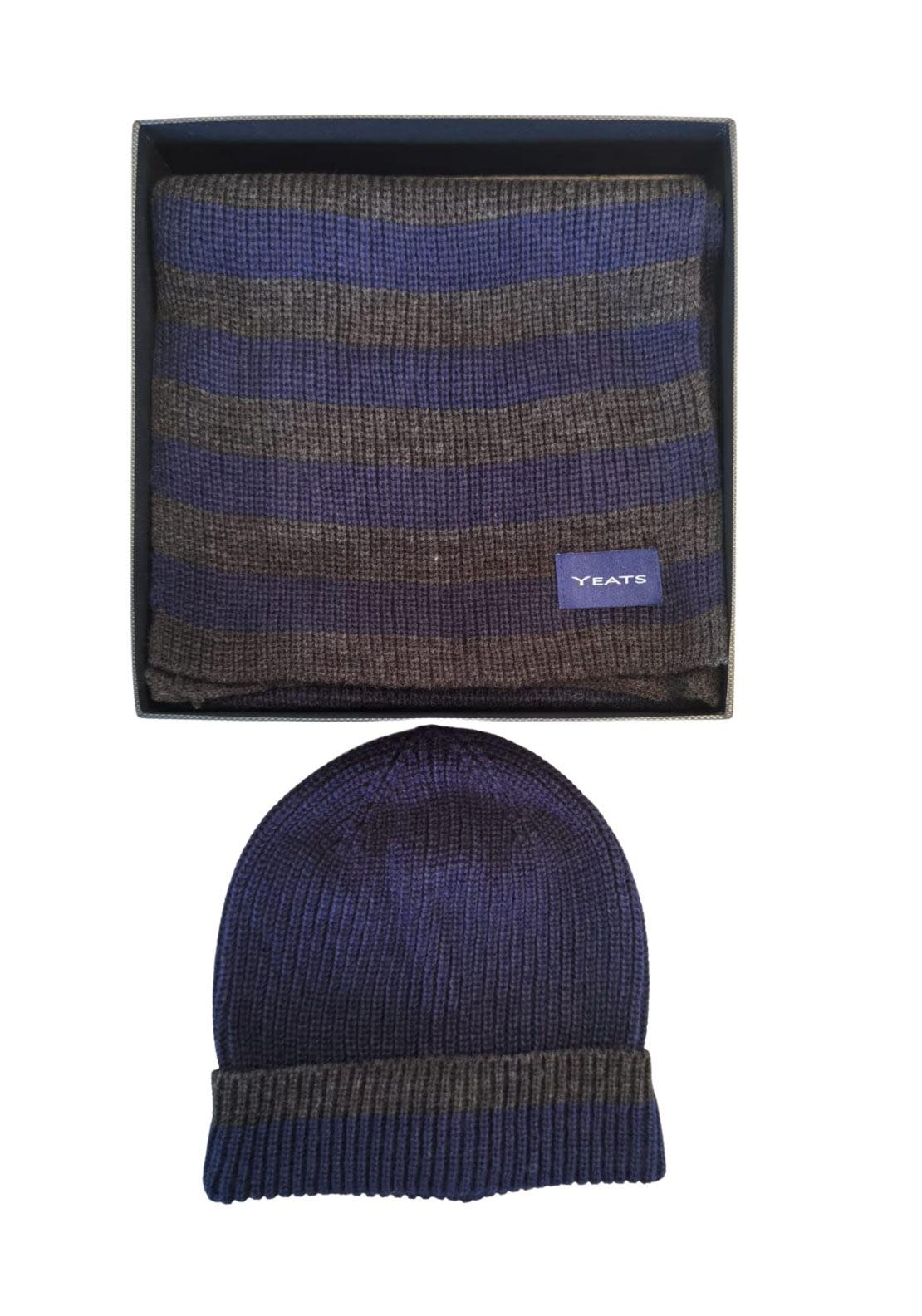 Yeats Scarf And Hat Set - Blue/ Grey 1 Shaws Department Stores