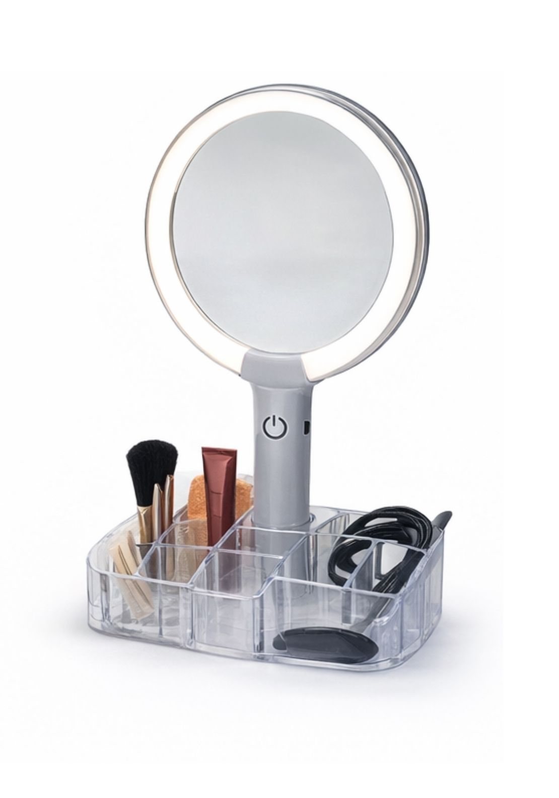The Home Collection Makeup Mirror With LED Light And Organiser - White 2 Shaws Department Stores