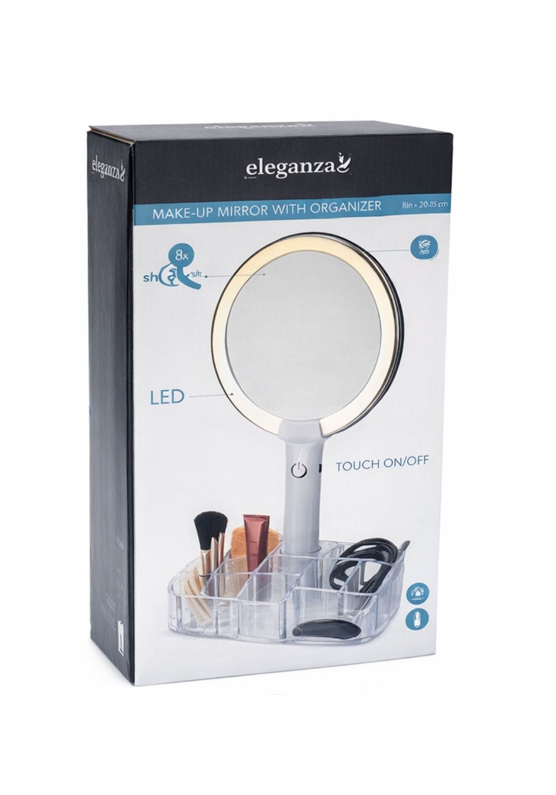 The Home Collection Makeup Mirror With LED Light And Organiser - White 3 Shaws Department Stores