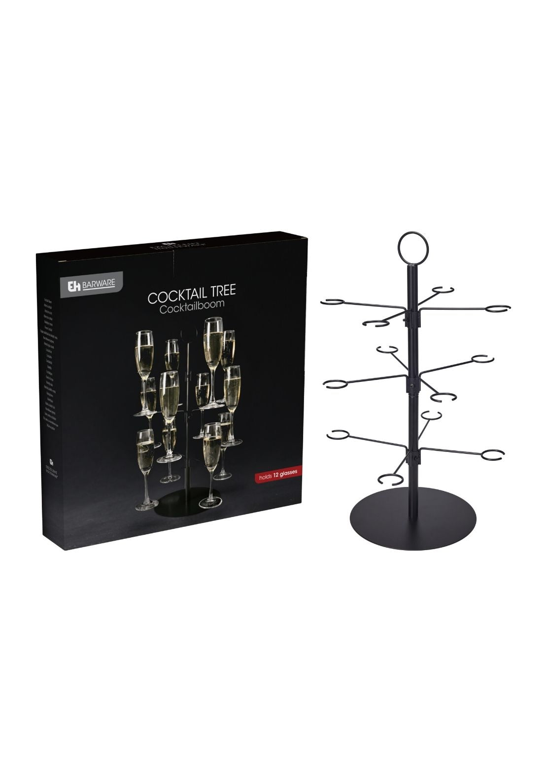 Steel Cocktail Tree For 12 Glasses - Black