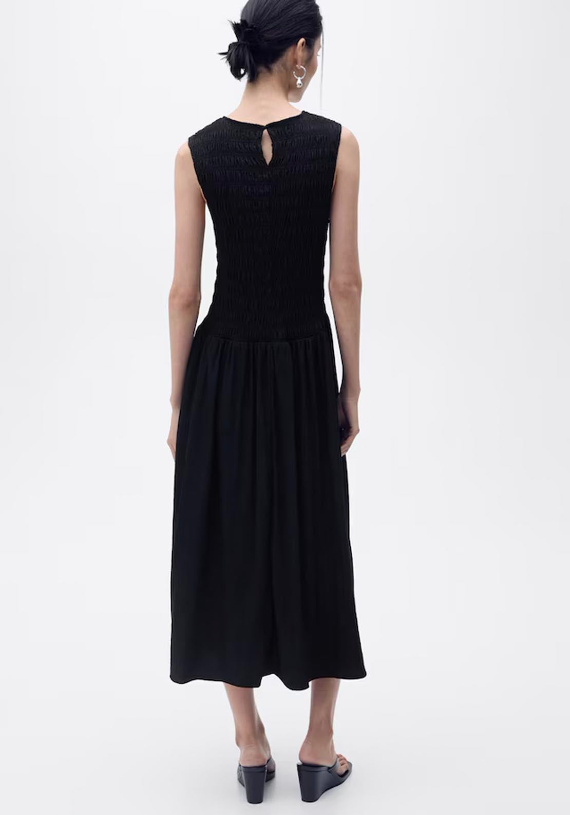 Mango Flared Dress With Gathered Body - Black 2 Shaws Department Stores