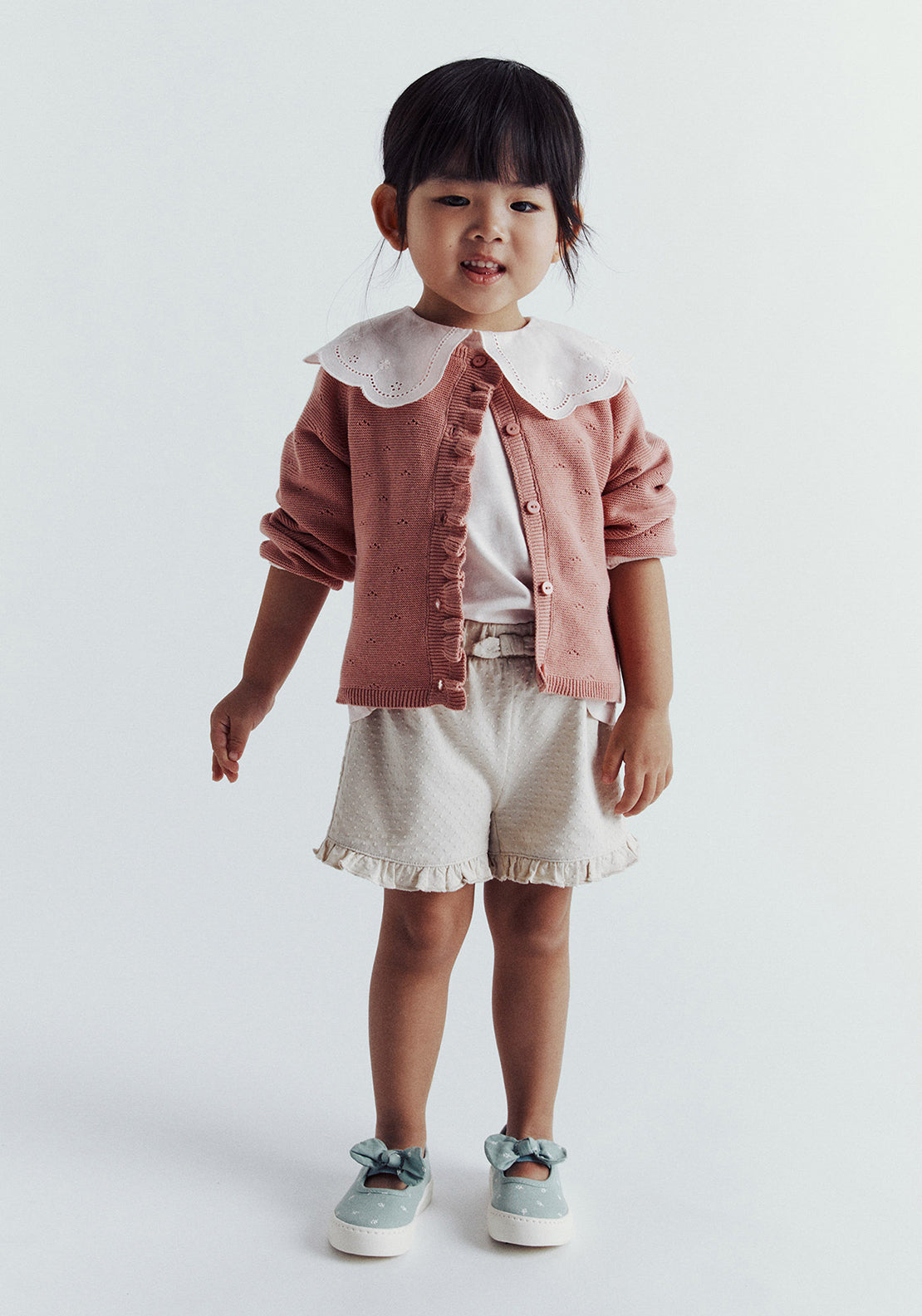 Sfera Garter stitch cardigan - Orange Salmon 1 Shaws Department Stores