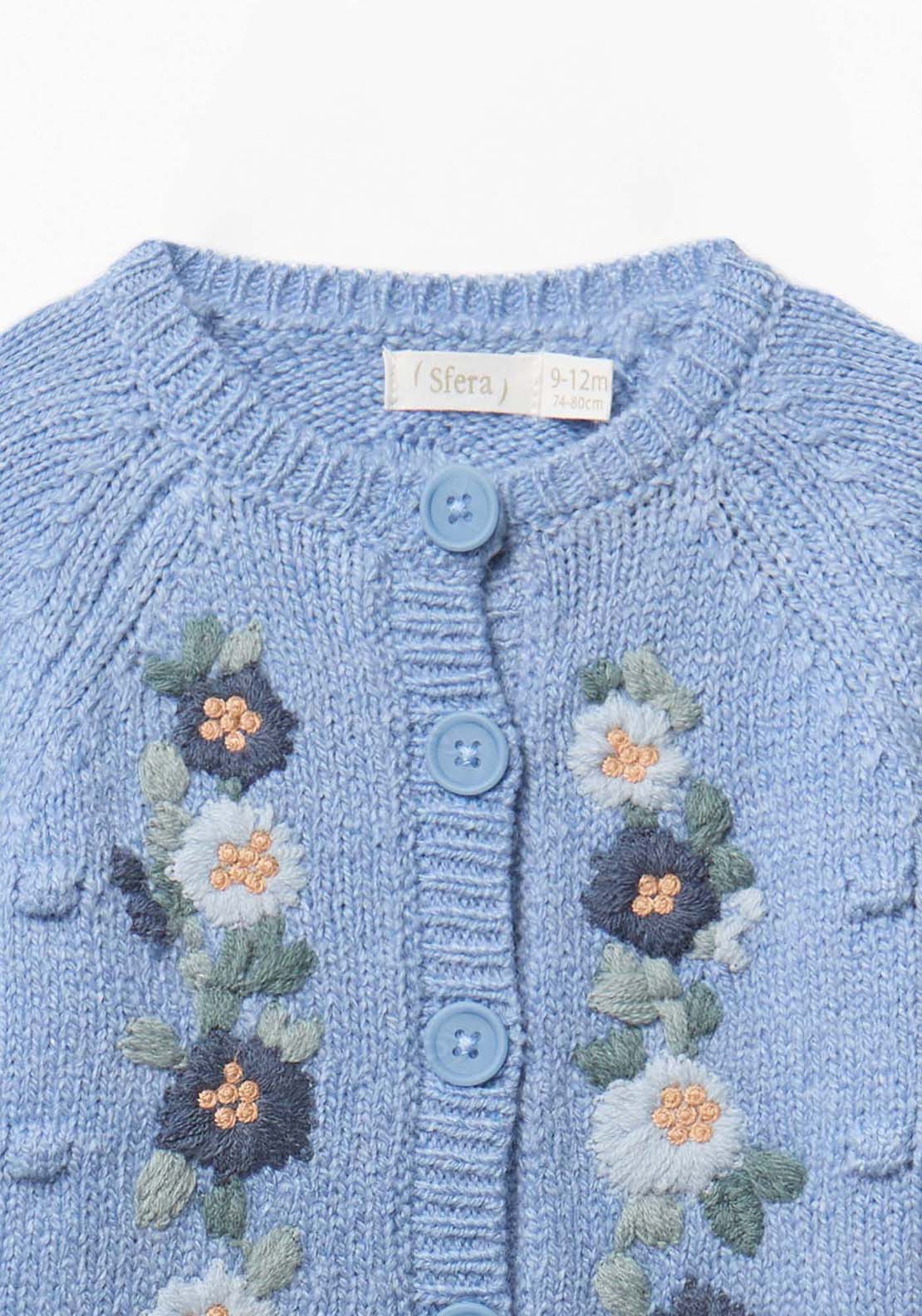 Sfera Cardigan With Floral Embroidery - Blue 2 Shaws Department Stores