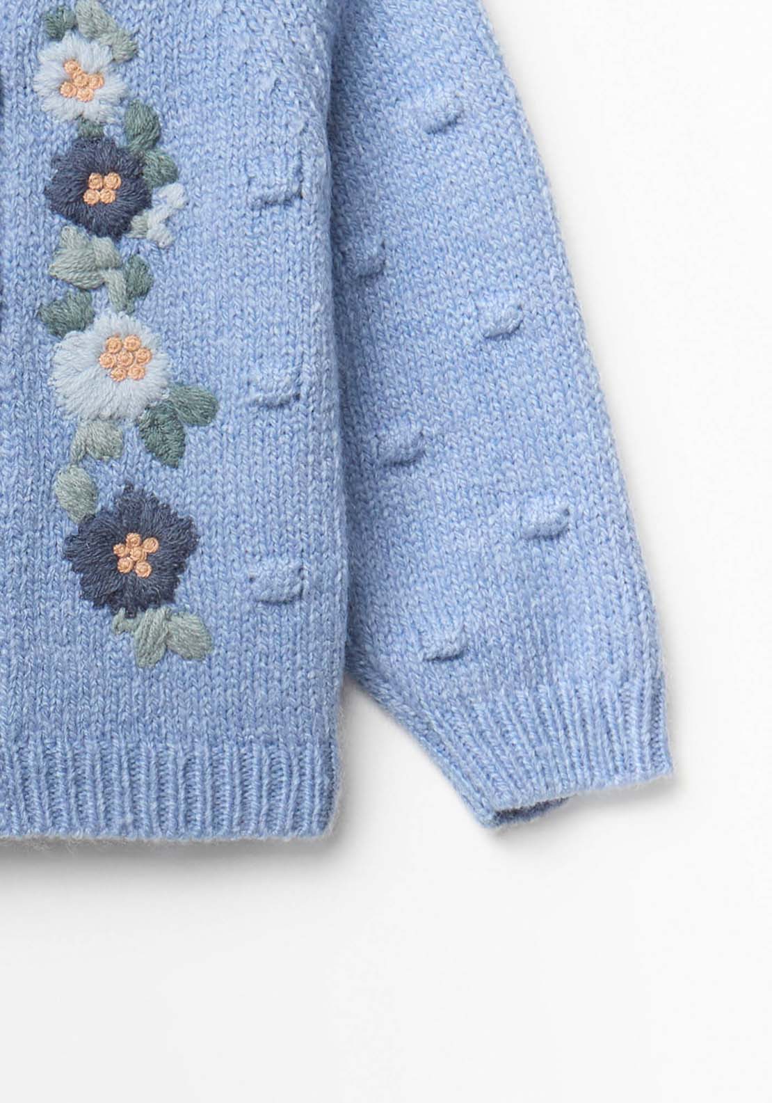 Sfera Cardigan With Floral Embroidery - Blue 3 Shaws Department Stores