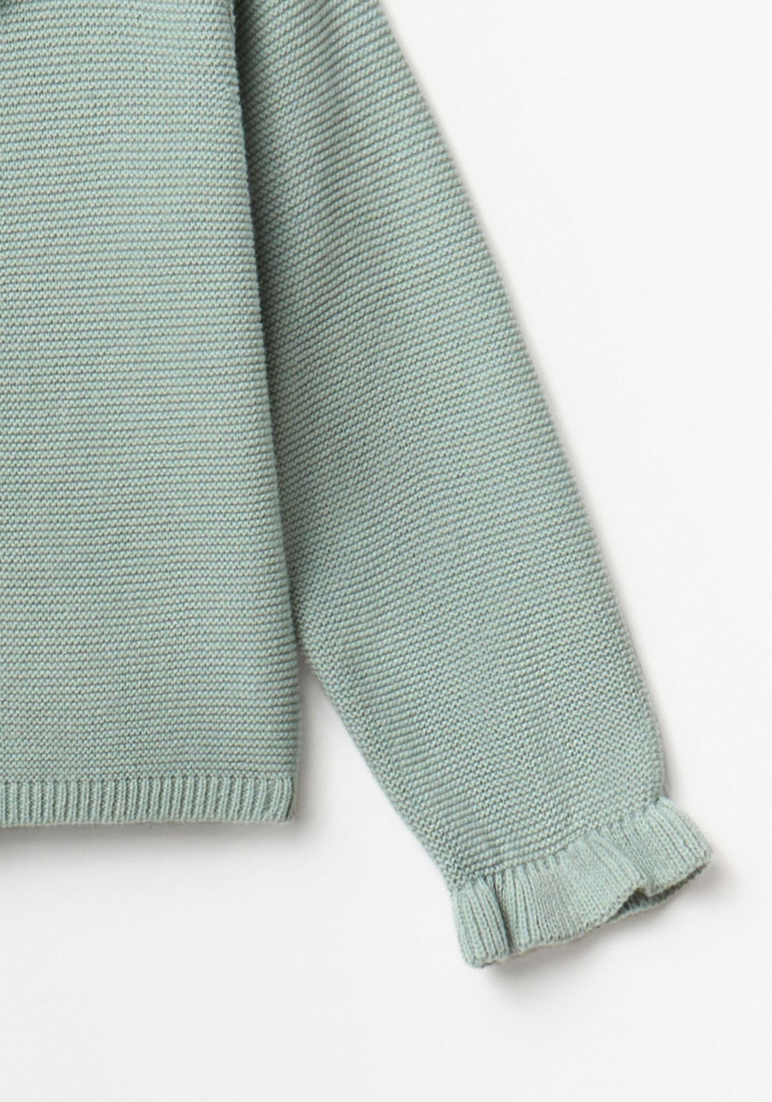 Knit Cardigan with Frill Neck - Duck Egg Green