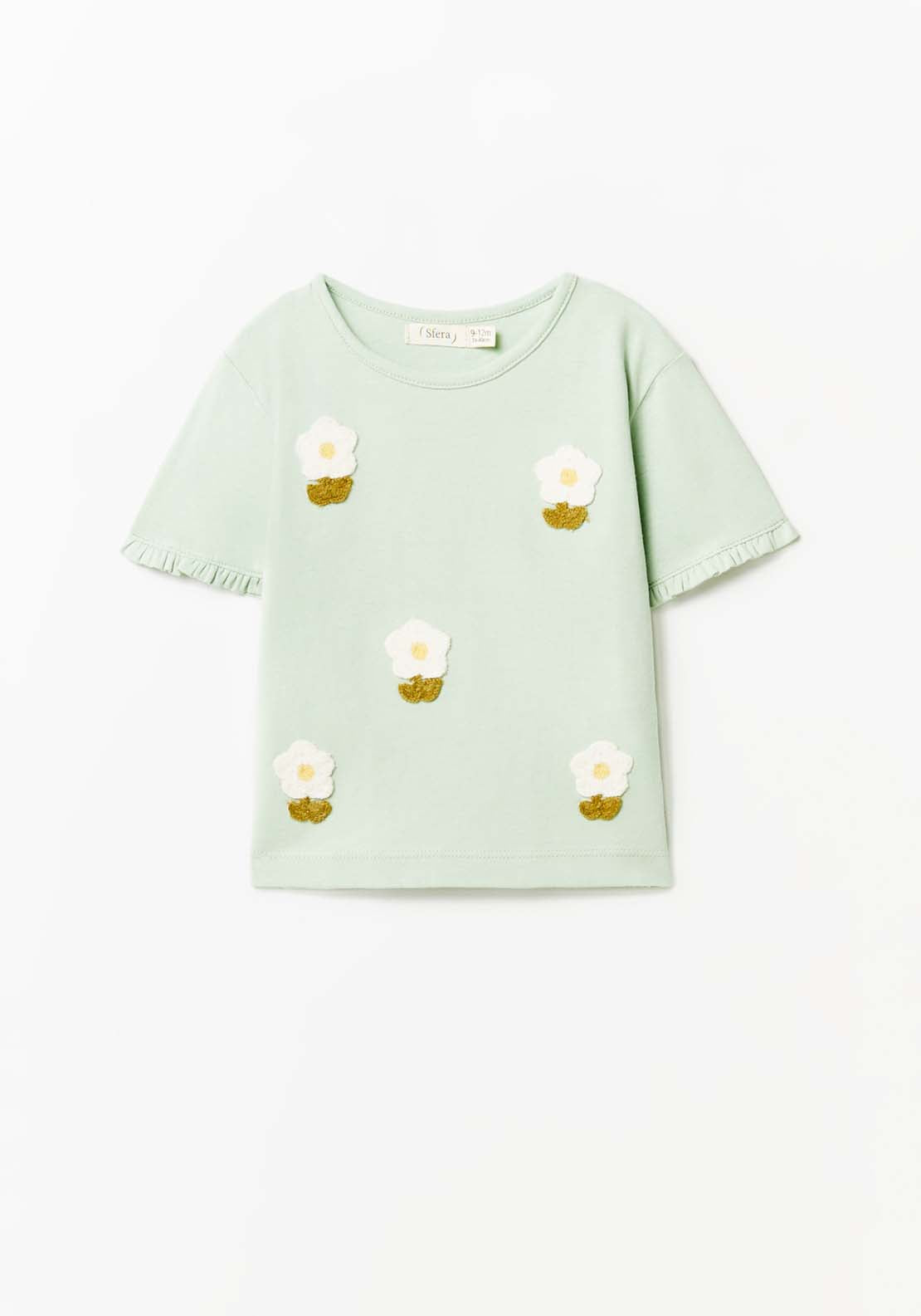 Sfera Crochet Flower Tshirt - Green 1 Shaws Department Stores