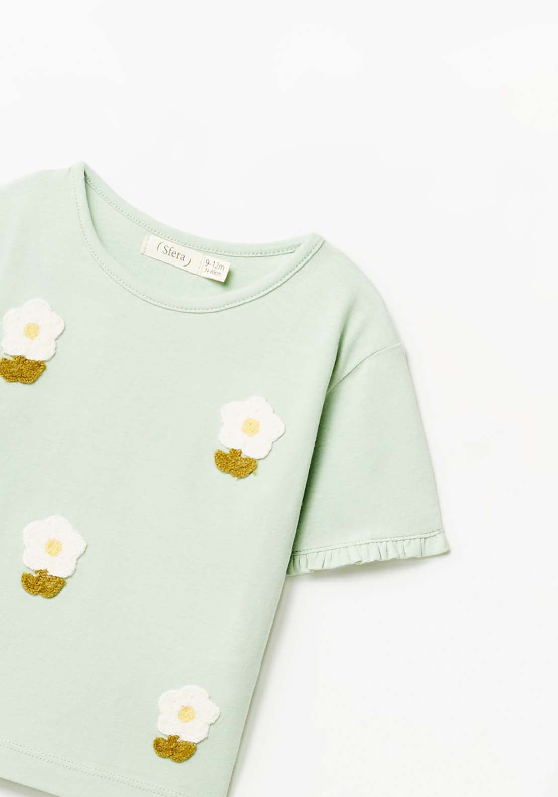 Sfera Crochet Flower Tshirt - Green 2 Shaws Department Stores