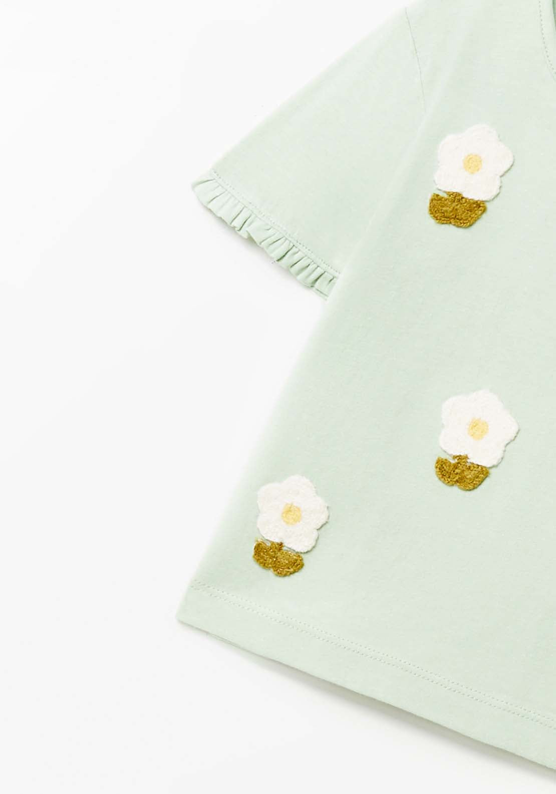 Sfera Crochet Flower Tshirt - Green 3 Shaws Department Stores