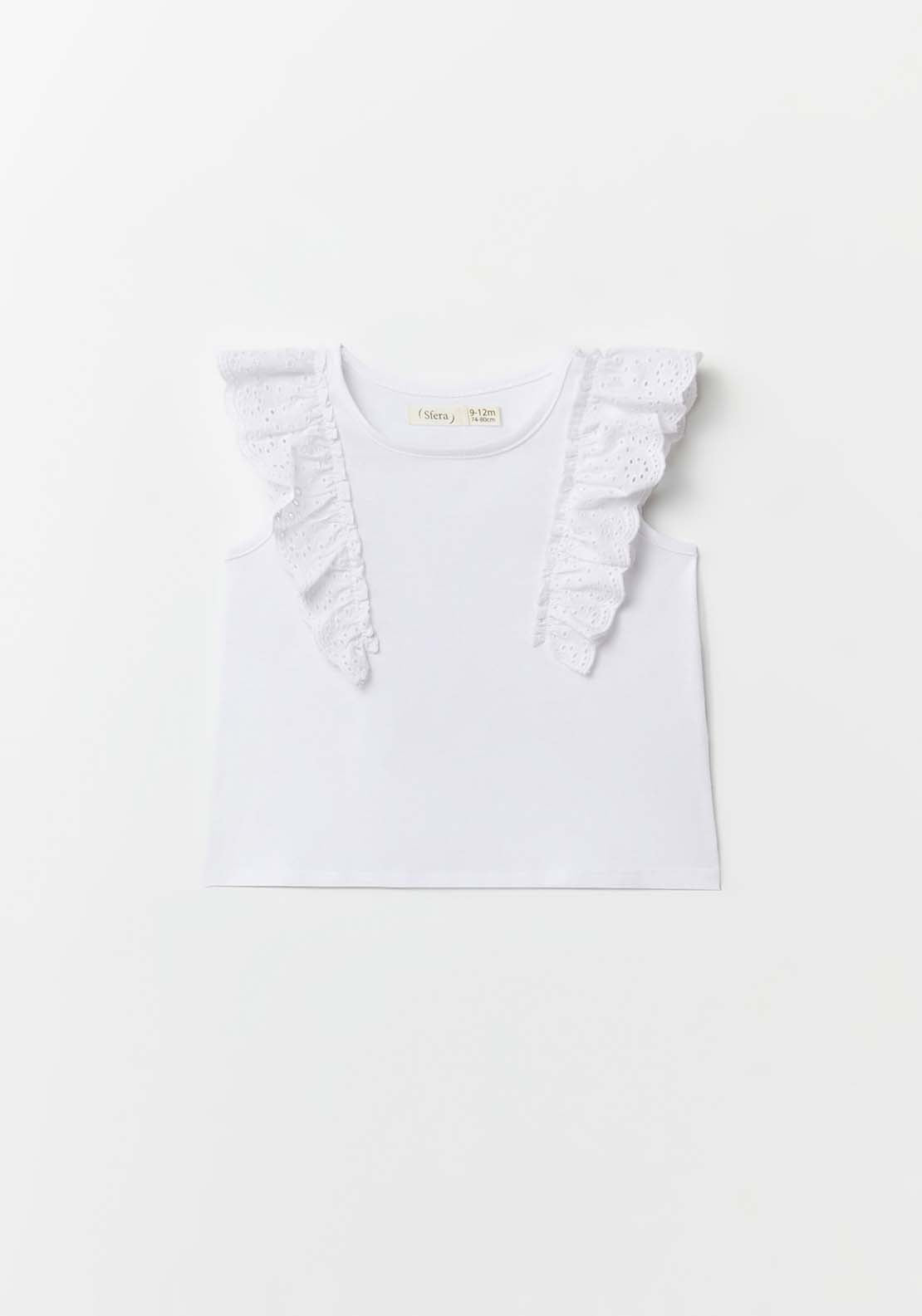 Sfera Ruffle T-Shirt - White 1 Shaws Department Stores