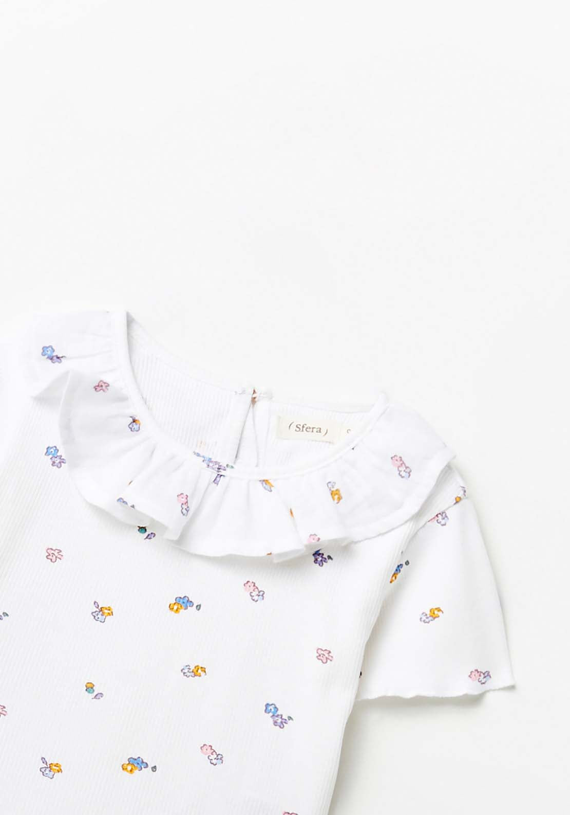 Sfera Ruffle Neck T-Shirt - Cream 2 Shaws Department Stores