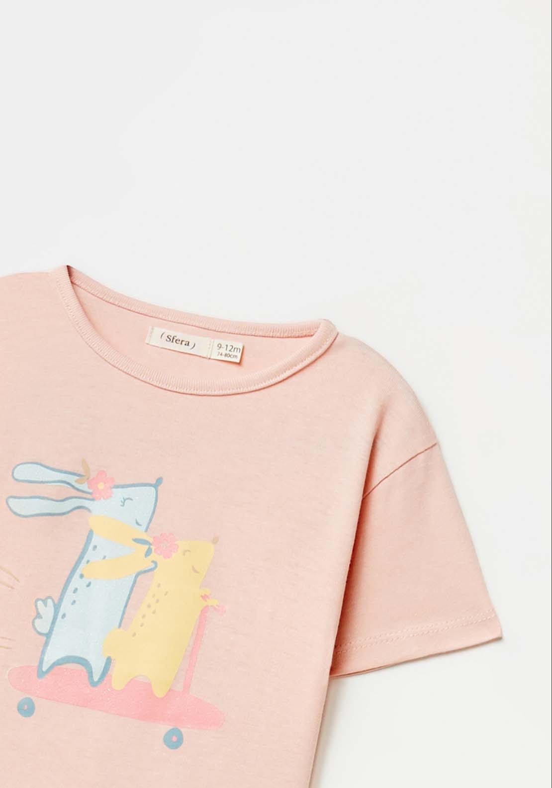 Sfera Rabbit Print T-Shirt - Pink 2 Shaws Department Stores