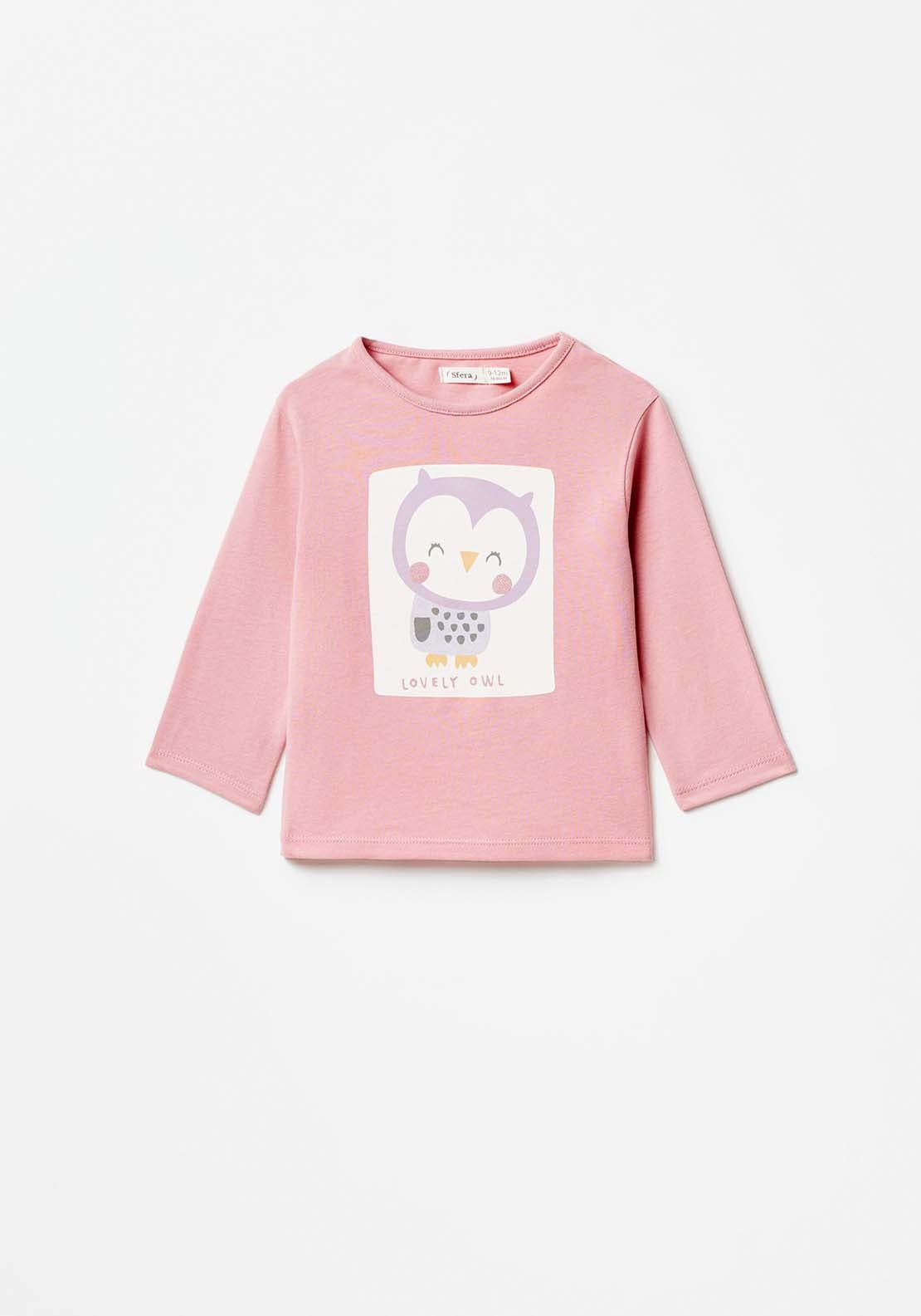 Sfera Baby Girl Owl Tshirt - Pink 1 Shaws Department Stores