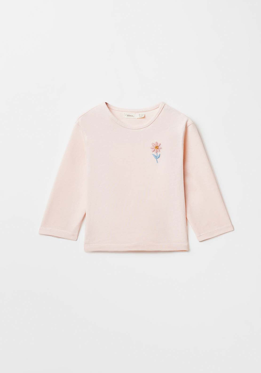 Sfera Long Sleeve Plain Tshirt - Pink Light 1 Shaws Department Stores