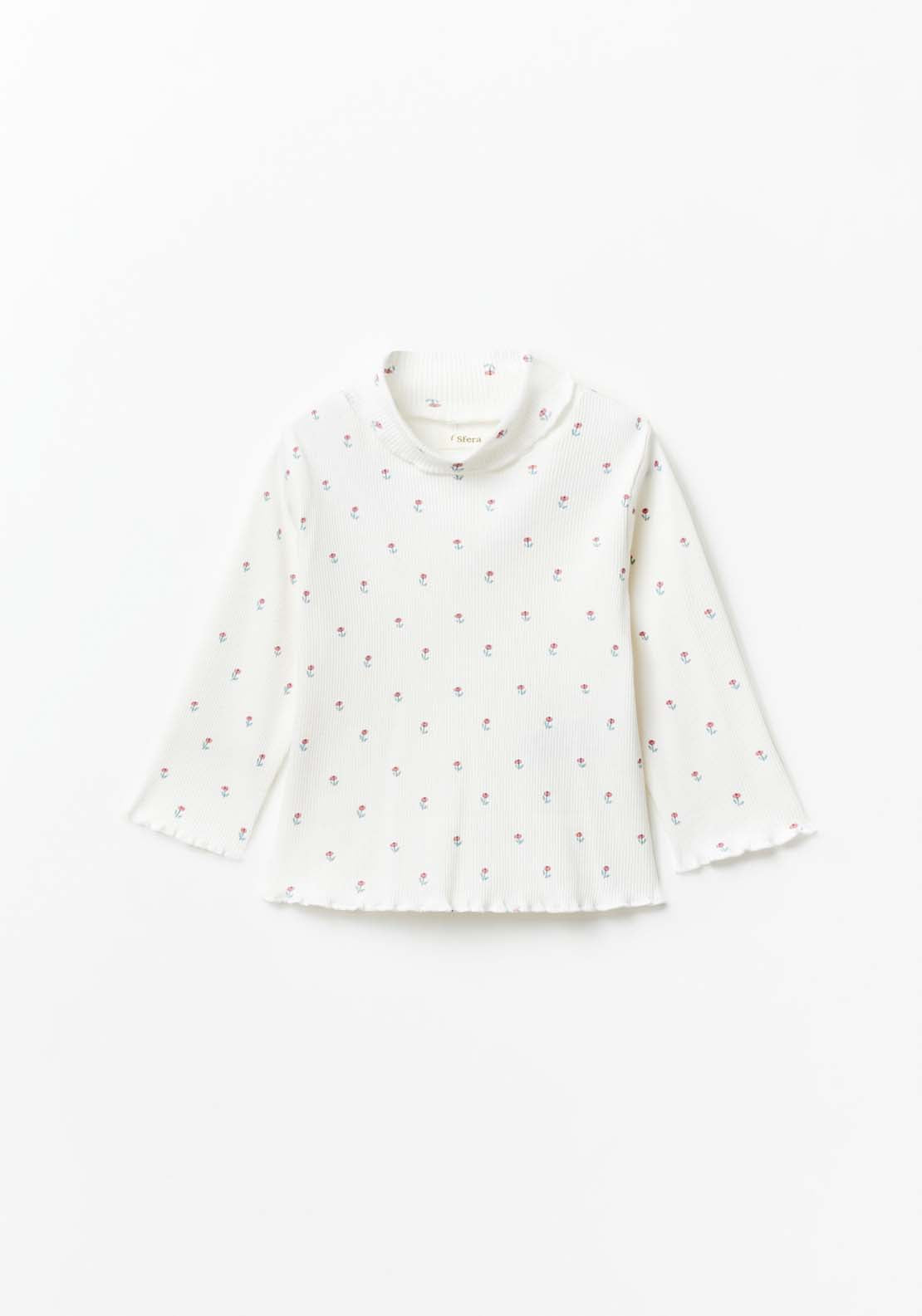 Sfera Long Sleeve Floral Polo Tshirt - Blue 1 Shaws Department Stores