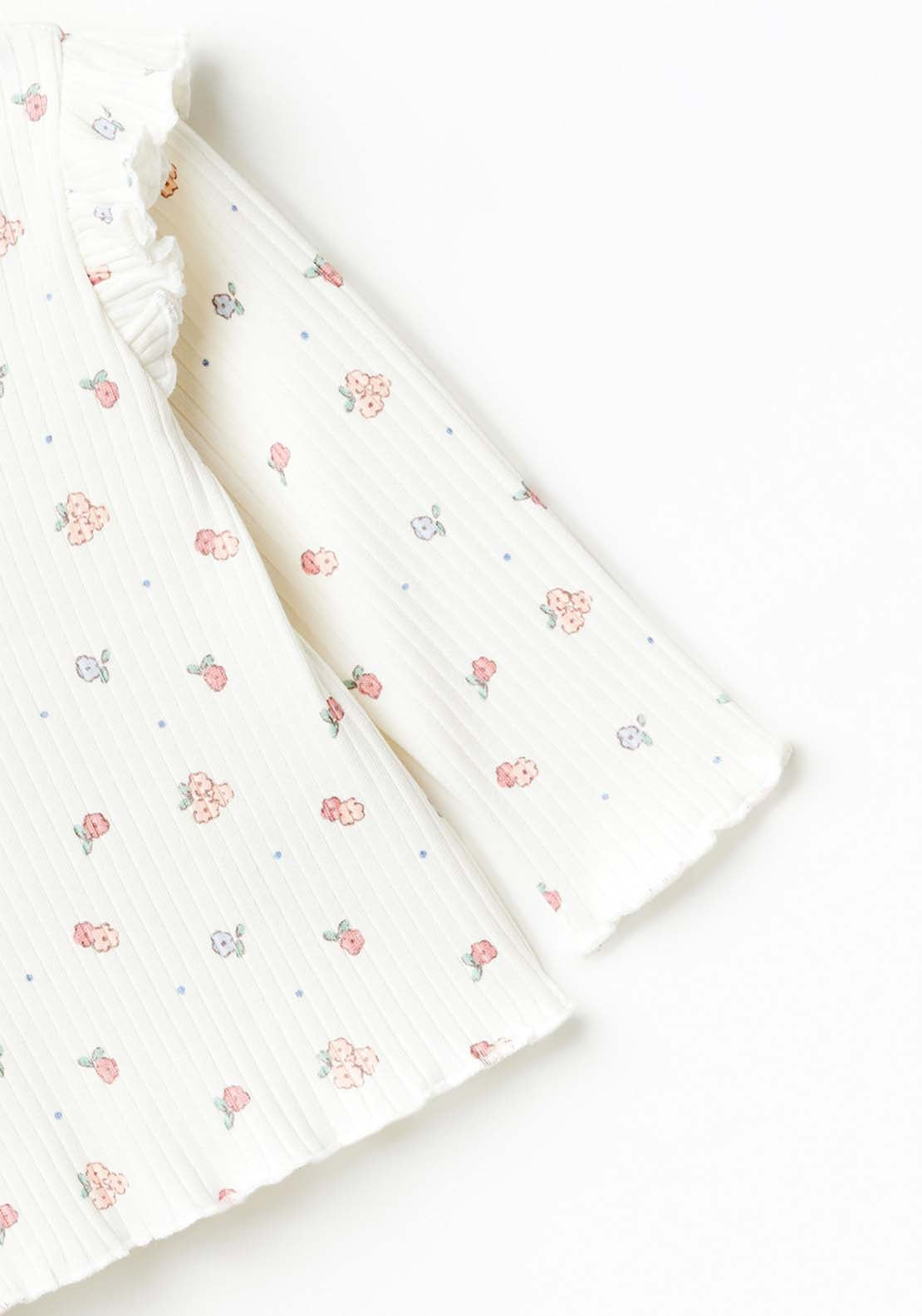 Sfera Long Sleeve Floral Tshirt - White Ecru 3 Shaws Department Stores
