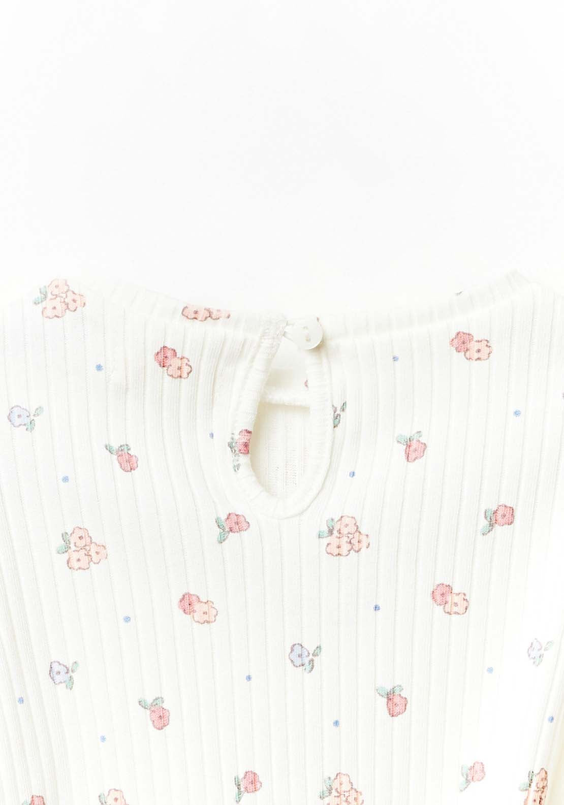 Sfera Long Sleeve Floral Tshirt - White Ecru 4 Shaws Department Stores