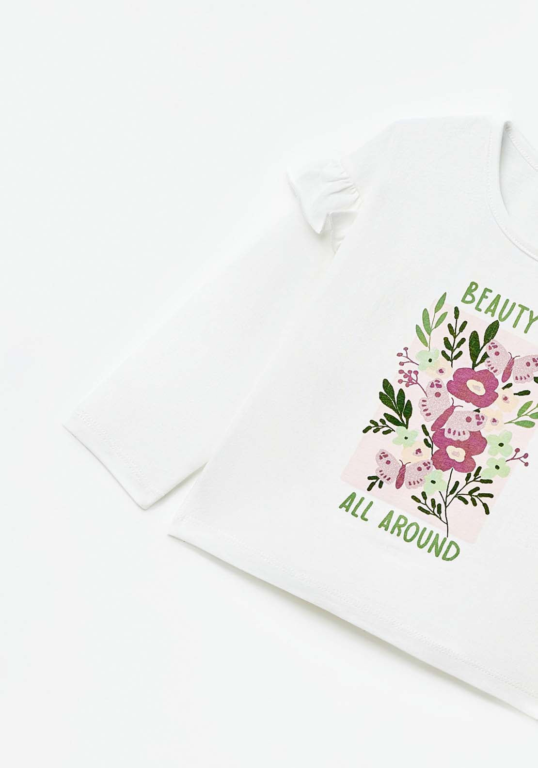 Sfera Long Sleeve Flower Print Tshirt - White 3 Shaws Department Stores